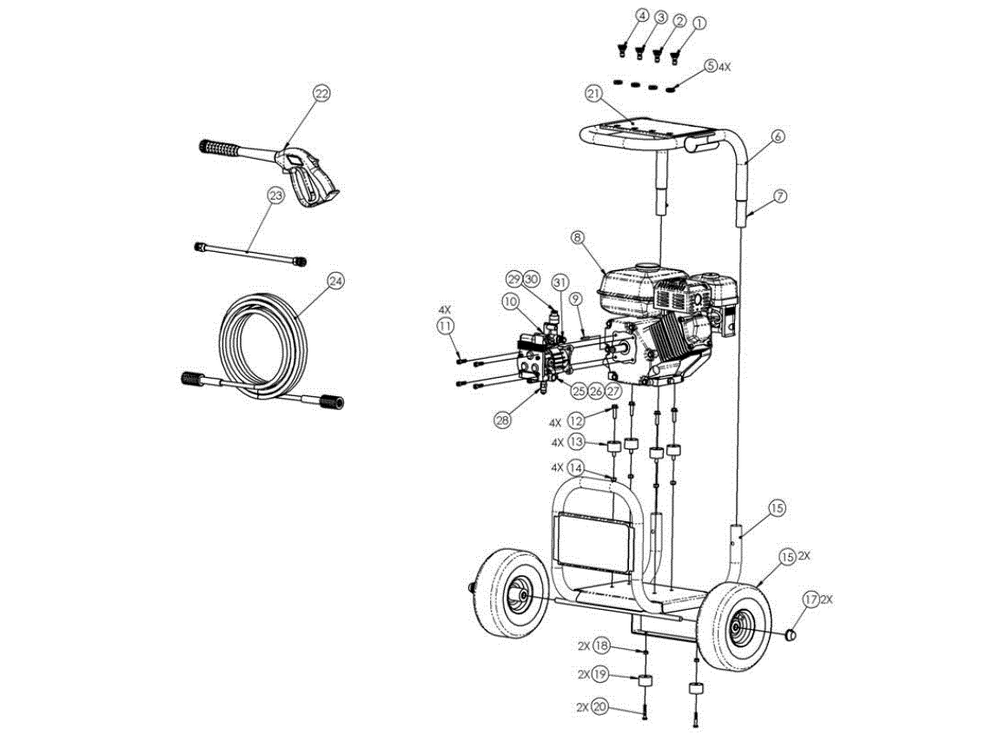 Section_1 Diagram and Parts List for  Powermate Pressure Washer