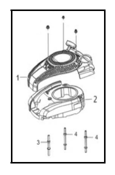 Engine Shroud & Recoil Diagram and Parts List for  Powermate Tiller