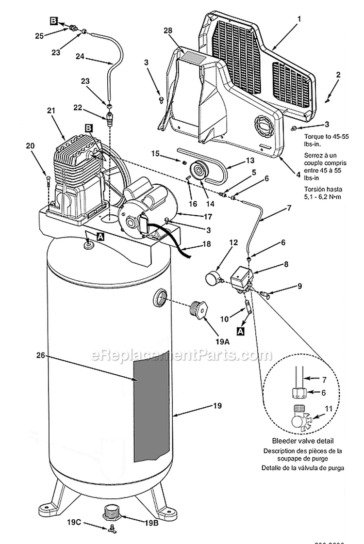 Page A Diagram and Parts List for  Powermate Compressor