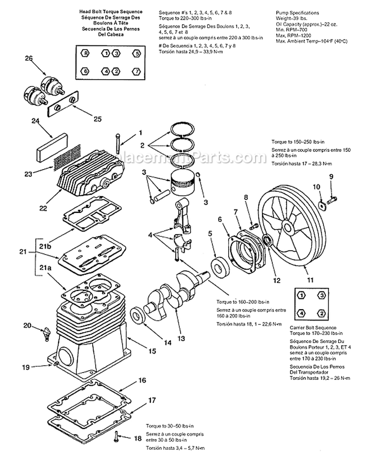 Page B Diagram and Parts List for  Powermate Compressor