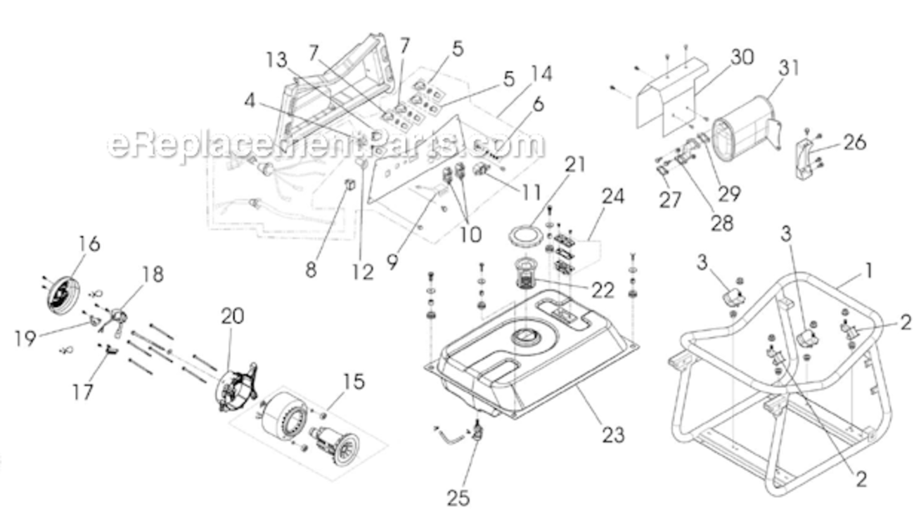 Page A Diagram and Parts List for  Powermate Generator
