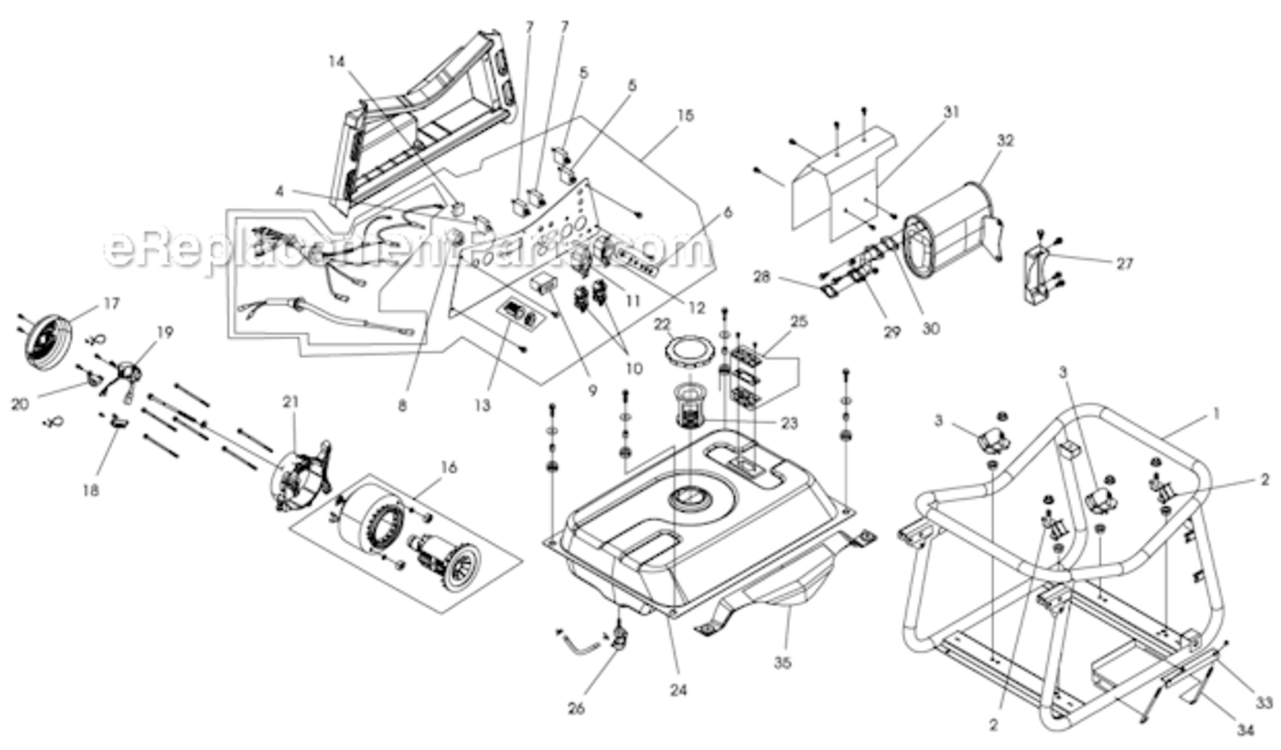 Page A Diagram and Parts List for  Powermate Generator