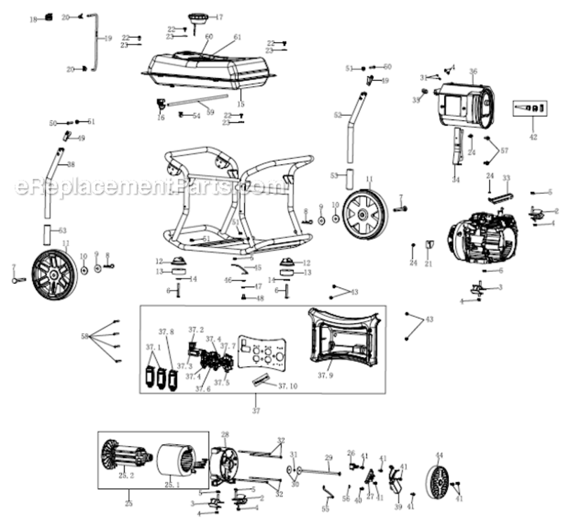 Page A Diagram and Parts List for  Powermate Generator