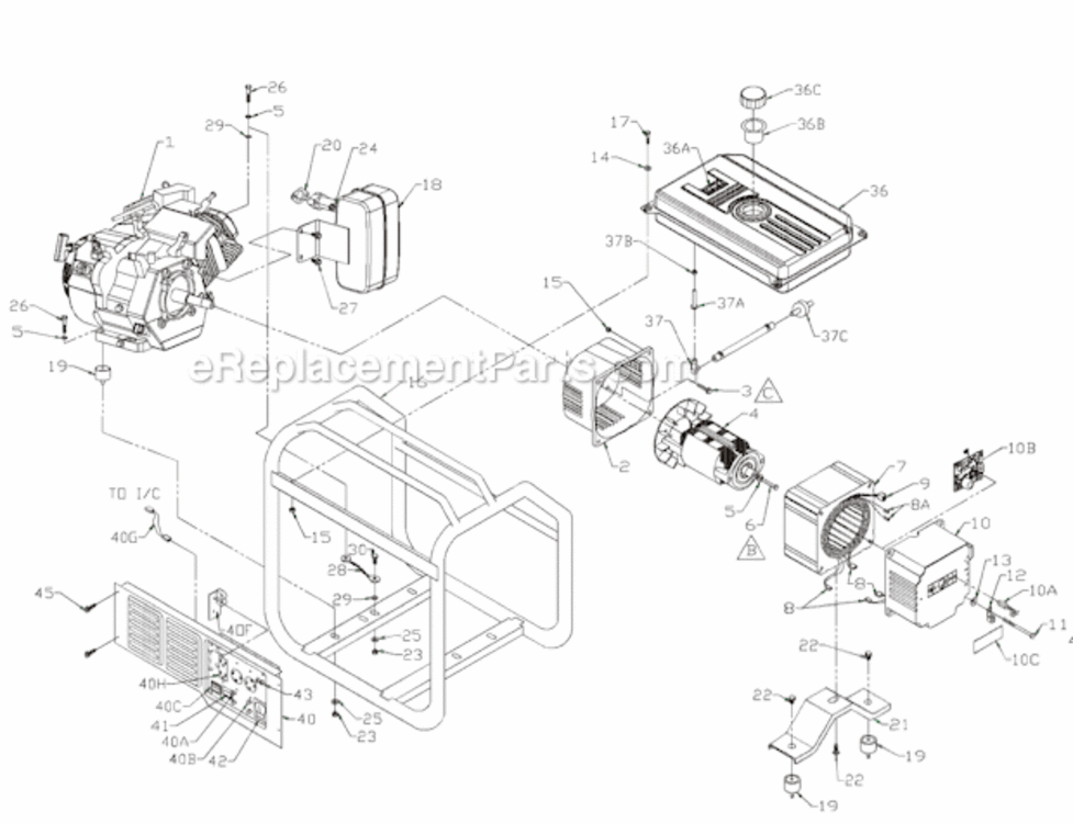 Page A Diagram and Parts List for  Powermate Generator