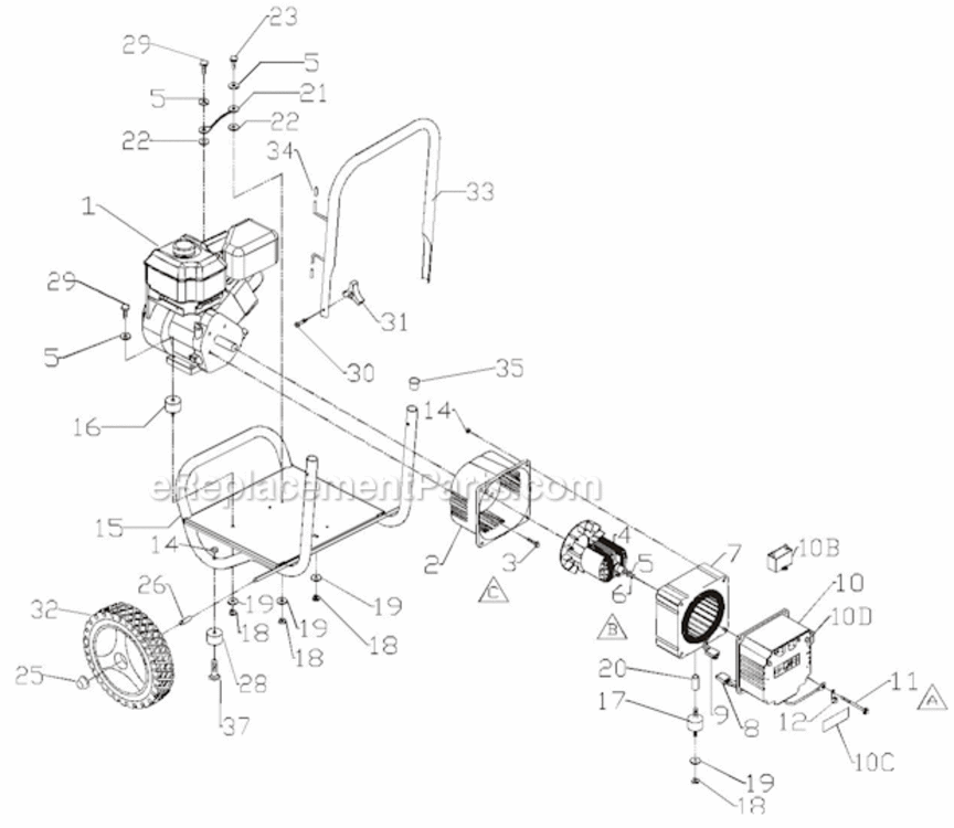 Page A Diagram and Parts List for  Powermate Generator