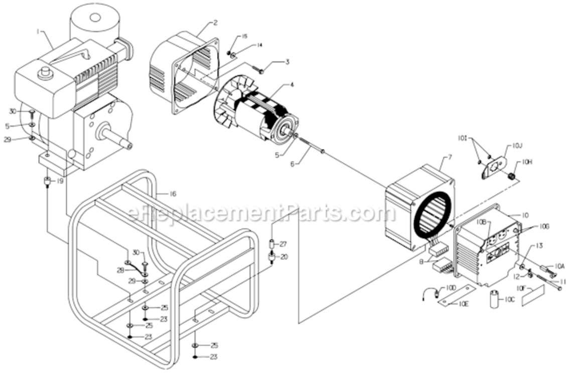 Page A Diagram and Parts List for  Powermate Generator