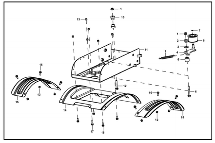 Base Assembly Diagram and Parts List for  Powermate Tiller