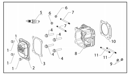 Cylinder Head Diagram and Parts List for  Powermate Hedge Trimmer