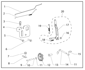 Governor Assembly Diagram and Parts List for  Powermate Hedge Trimmer