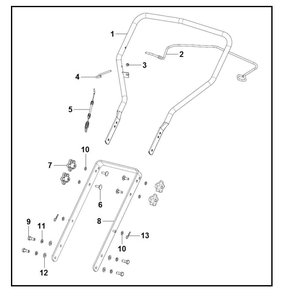 Handle Assembly Diagram and Parts List for  Powermate Tiller