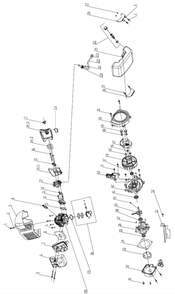 Exploded View 43cc Auger Engine Diagram and Parts List for  Powermate Edger