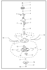 Cutting Head Assembly Diagram and Parts List for  Powermate Hedge Trimmer