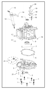 Crankcase Assembly Diagram and Parts List for  Powermate Hedge Trimmer
