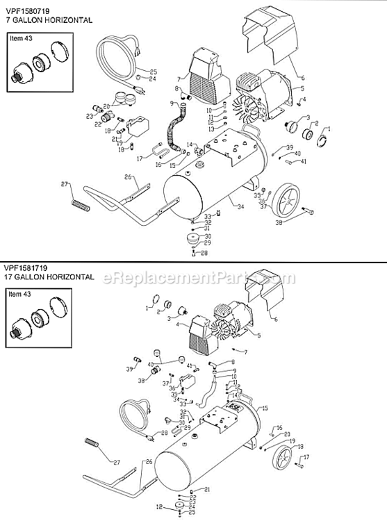 Page B Diagram and Parts List for  Powermate Compressor