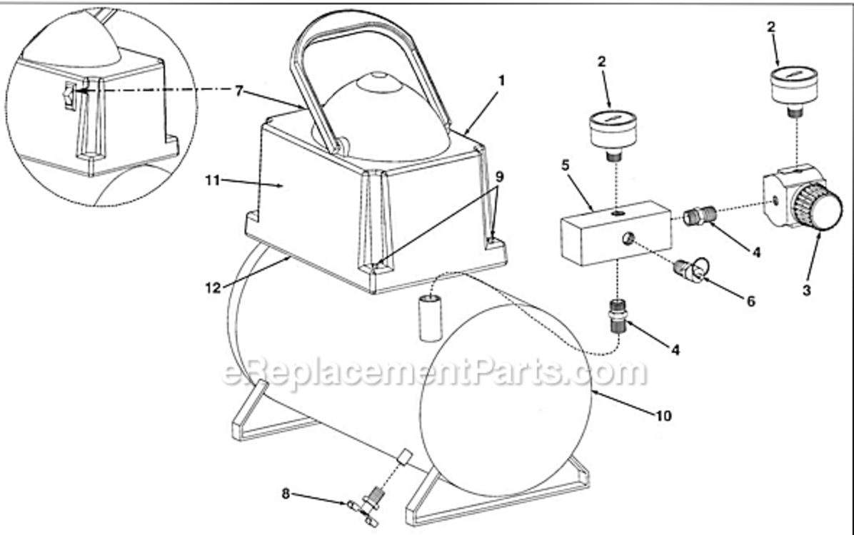 Page A Diagram and Parts List for  Powermate Compressor