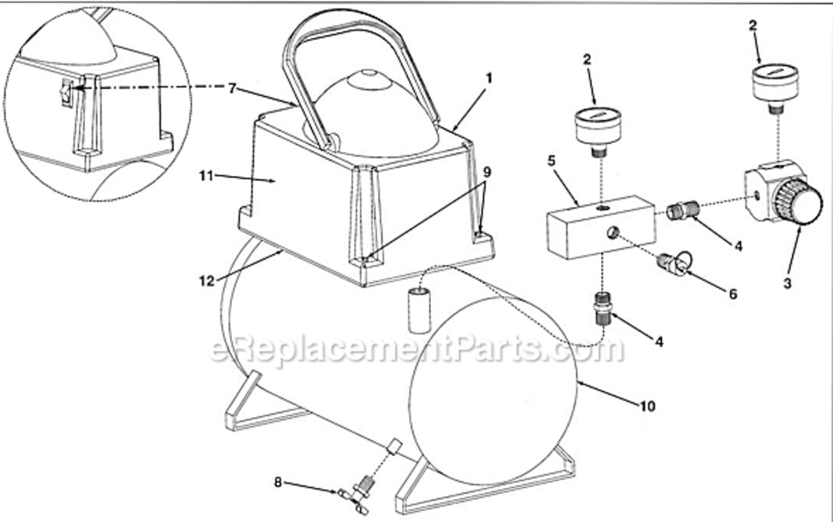 Page A Diagram and Parts List for  Powermate Compressor