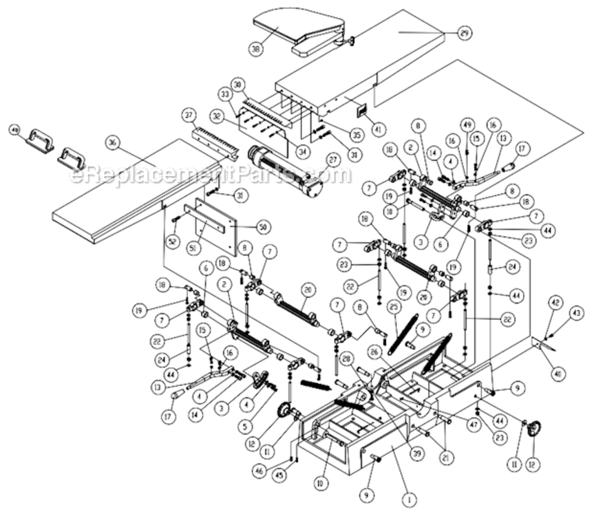 Table_Assembly Diagram and Parts List for 1791307 Powermatic Planer Jointer