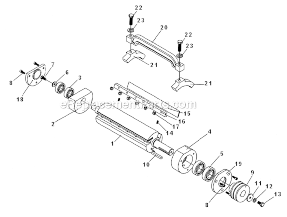 Straight_Cutterhead_Assembly Diagram and Parts List for 1791307 Powermatic Planer Jointer