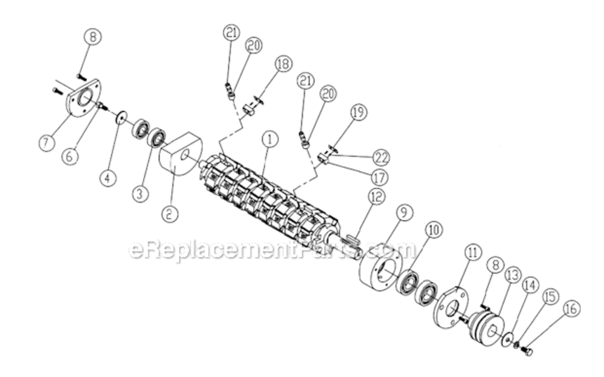 Helical_Cutterhead_Assembly Diagram and Parts List for 1791307 Powermatic Planer Jointer
