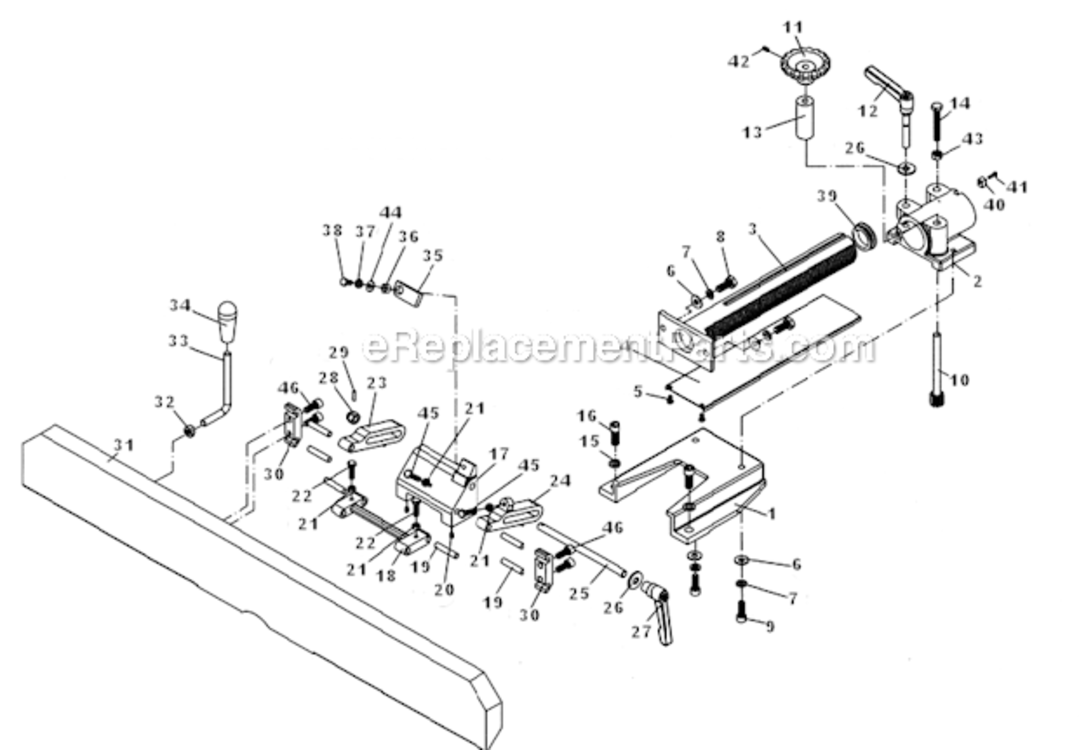 Fence_Assembly Diagram and Parts List for 1791307 Powermatic Planer Jointer