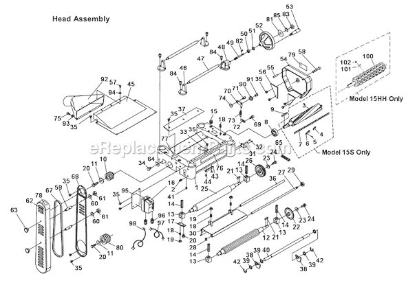 Page A Diagram and Parts List for 1791210 Powermatic Planer Jointer