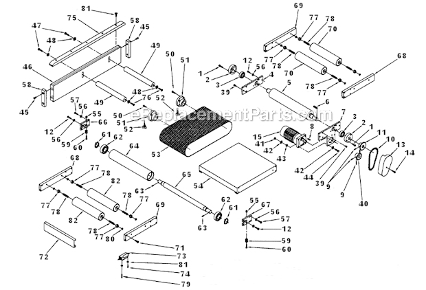 Conveyor Belt And Table Reduction Motor Diagram and Parts List for 1791250 Powermatic Sander Polisher