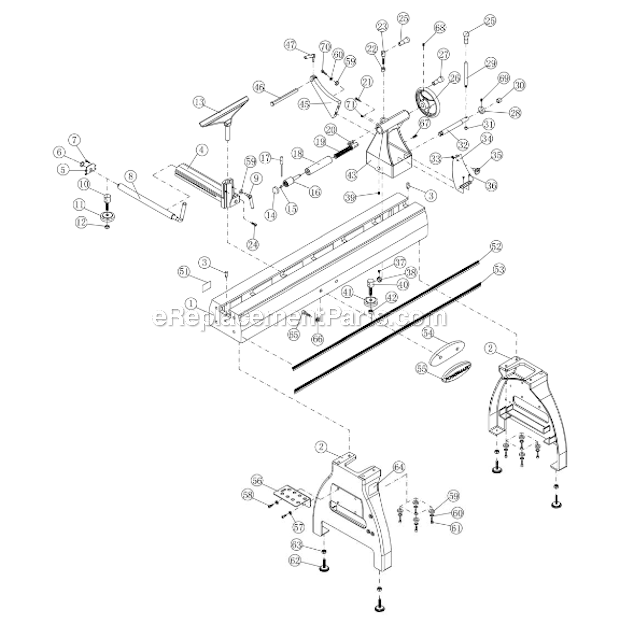 Page B Diagram and Parts List for  Powermatic Lathe
