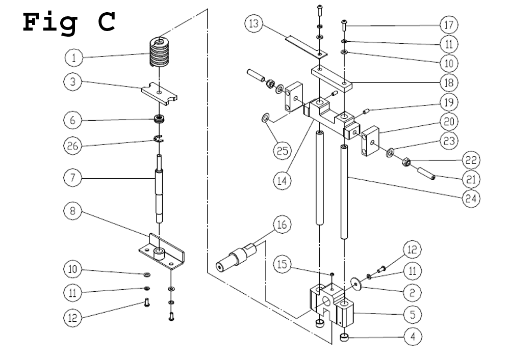 Fig-C Diagram and Parts List for 1791800B Powermatic Band Saw