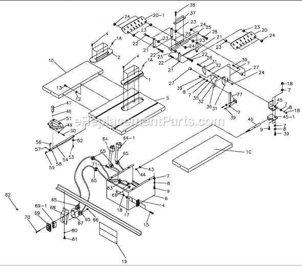 Page A Diagram and Parts List for 1791228K Powermatic Table Saw