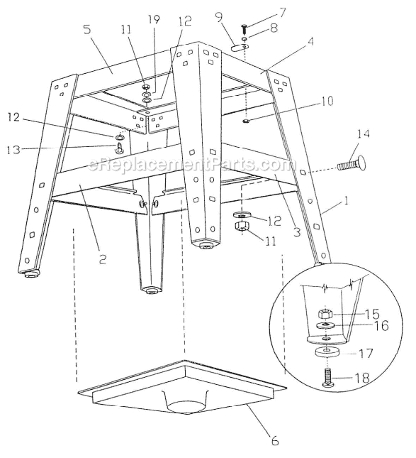 Page B Diagram and Parts List for 1791228K Powermatic Table Saw