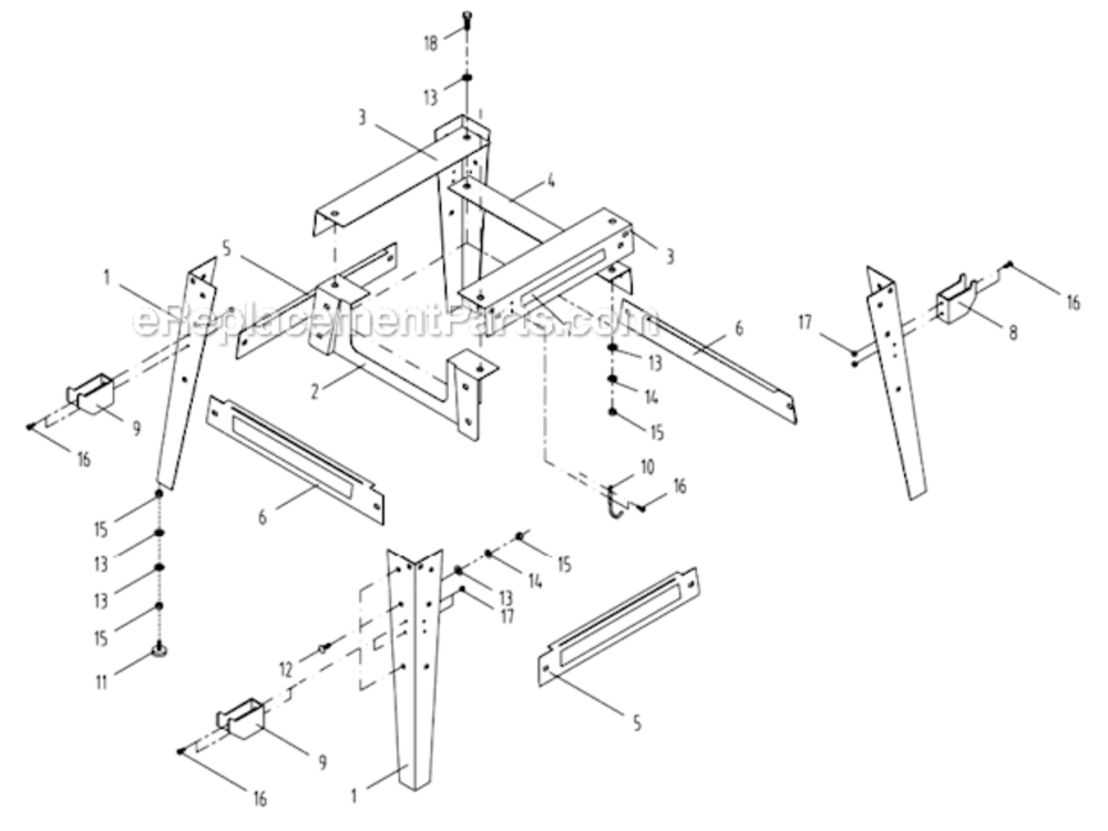 Stand_Assembly Diagram and Parts List for 1791230K Powermatic Table Saw