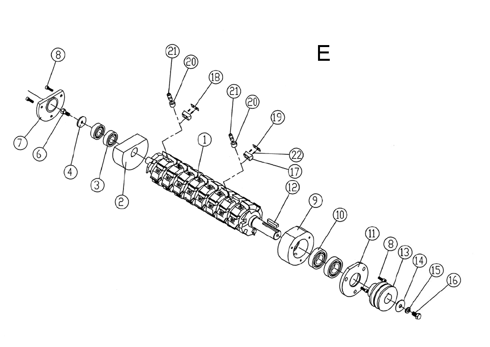 Fig-E Diagram and Parts List for  Powermatic Planer Jointer