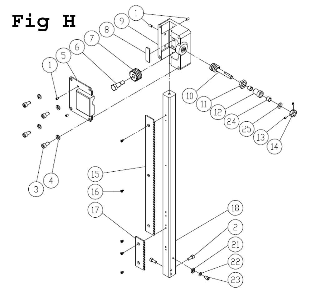 Fig-H Diagram and Parts List for 1791800B Powermatic Band Saw