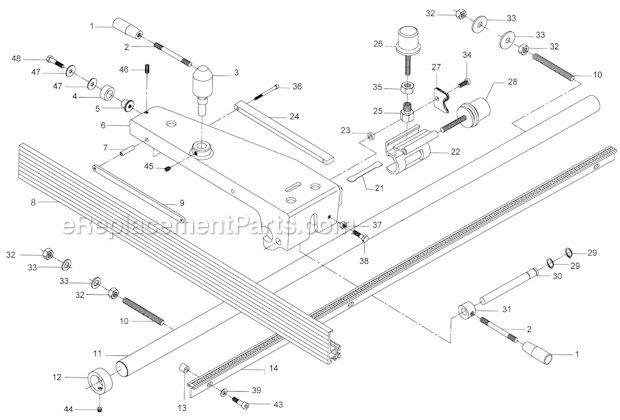 Page F Diagram and Parts List for 1791287 Powermatic Table Saw