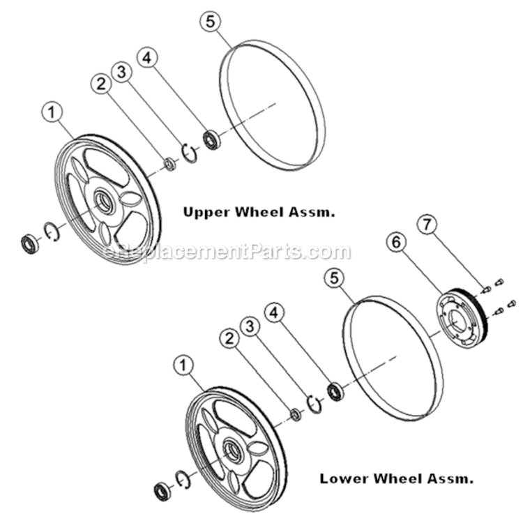 Wheel_Assembly Diagram and Parts List for 1791500 Powermatic Band Saw