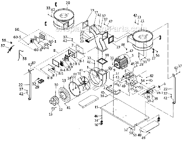 Page A Diagram and Parts List for 1791076CK Powermatic Dust Collector