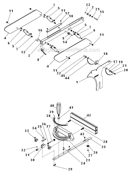 Blade_Guard_And_Miter_Gauge_Assembly Diagram and Parts List for 1792001K Powermatic Table Saw