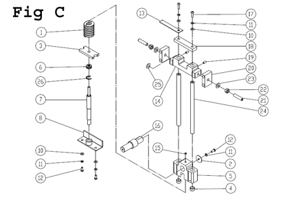Fig-C Diagram and Parts List for 1791800B Powermatic Band Saw