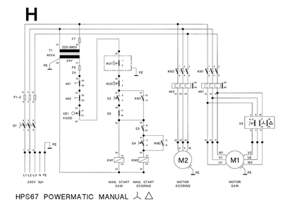 Fig-H Diagram and Parts List for  Powermatic Chop Saw