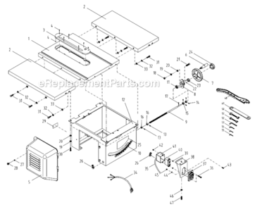 Table_And_Cabinet_Assembly Diagram and Parts List for 1791230K Powermatic Table Saw