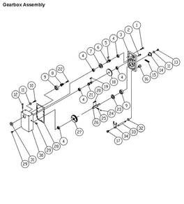 Gearbox Assembly Diagram and Parts List for 1791296 Powermatic Planer Jointer