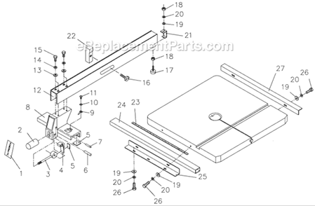 Part Location Diagram of JWBS14-F12 Powermatic Fence