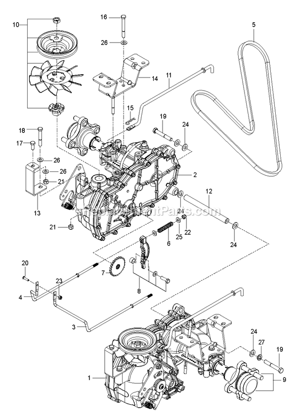Hydraulic Pump - Motor Diagram and Parts List for RZT54 (96767210101)(2020-08) RedMax Lawn Tractor