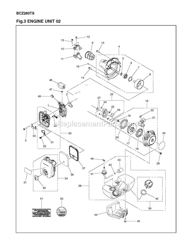 Engine 2 Diagram and Parts List for (967194302)(2018-02) RedMax Edger