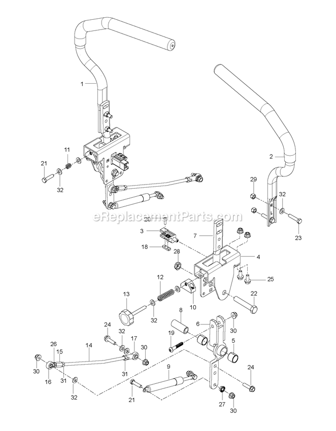 Steering Diagram and Parts List for (967671401-00)(2017-09) RedMax Lawn Tractor