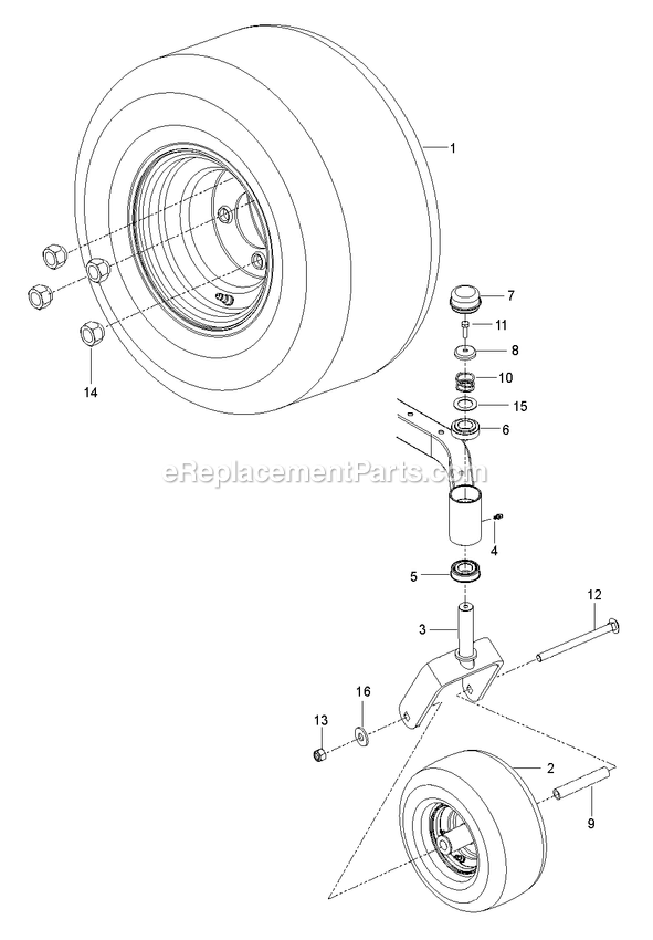 Wheels And Tires Diagram and Parts List for RZT54 (96767210101)(2020-08) RedMax Lawn Tractor