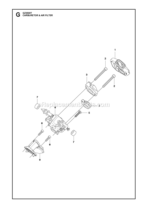 Crankcase Diagram and Parts List for  RedMax Chainsaw