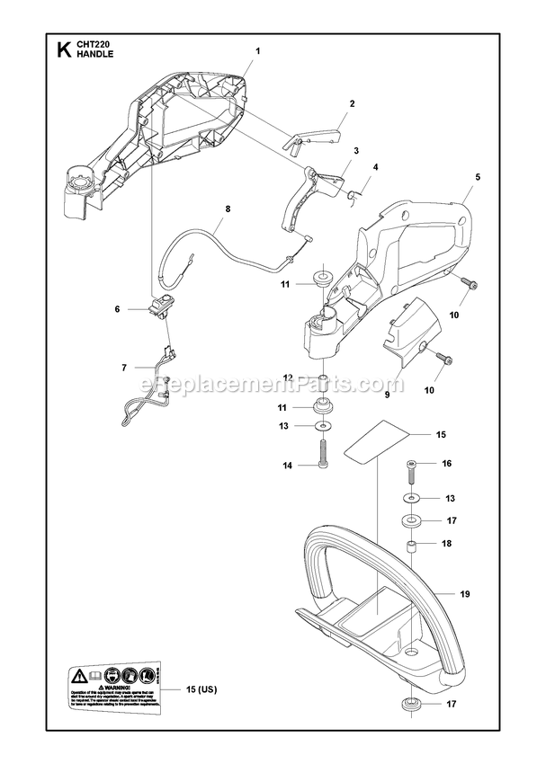 Handle And Controls Diagram and Parts List for 966712801 RedMax Hedge Trimmer