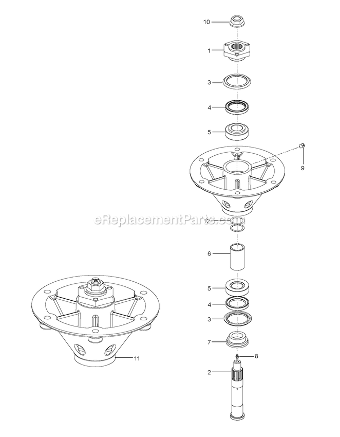 Spindle Diagram and Parts List for  RedMax Lawn Tractor