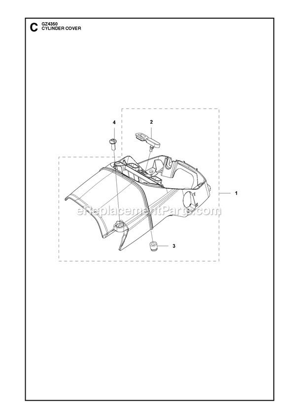 Cylinder Cover Diagram and Parts List for  RedMax Chainsaw
